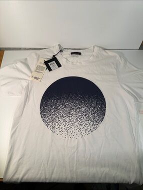 Selected Homme, White Graphic Dot Circle Cotton T-Shirt
